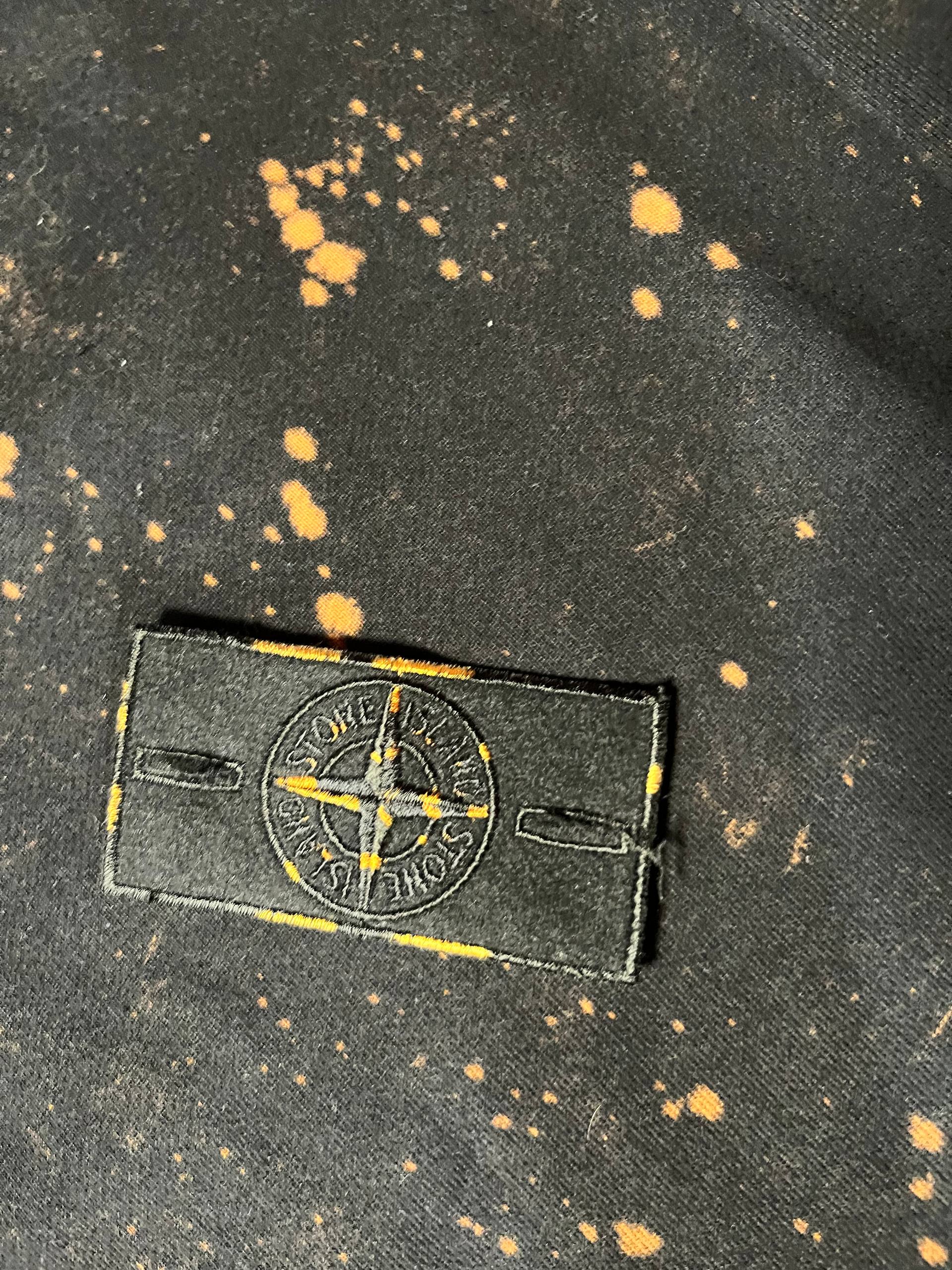 Свитшот Stone Island FFLPA черный с оранжевыми пятнами — 6