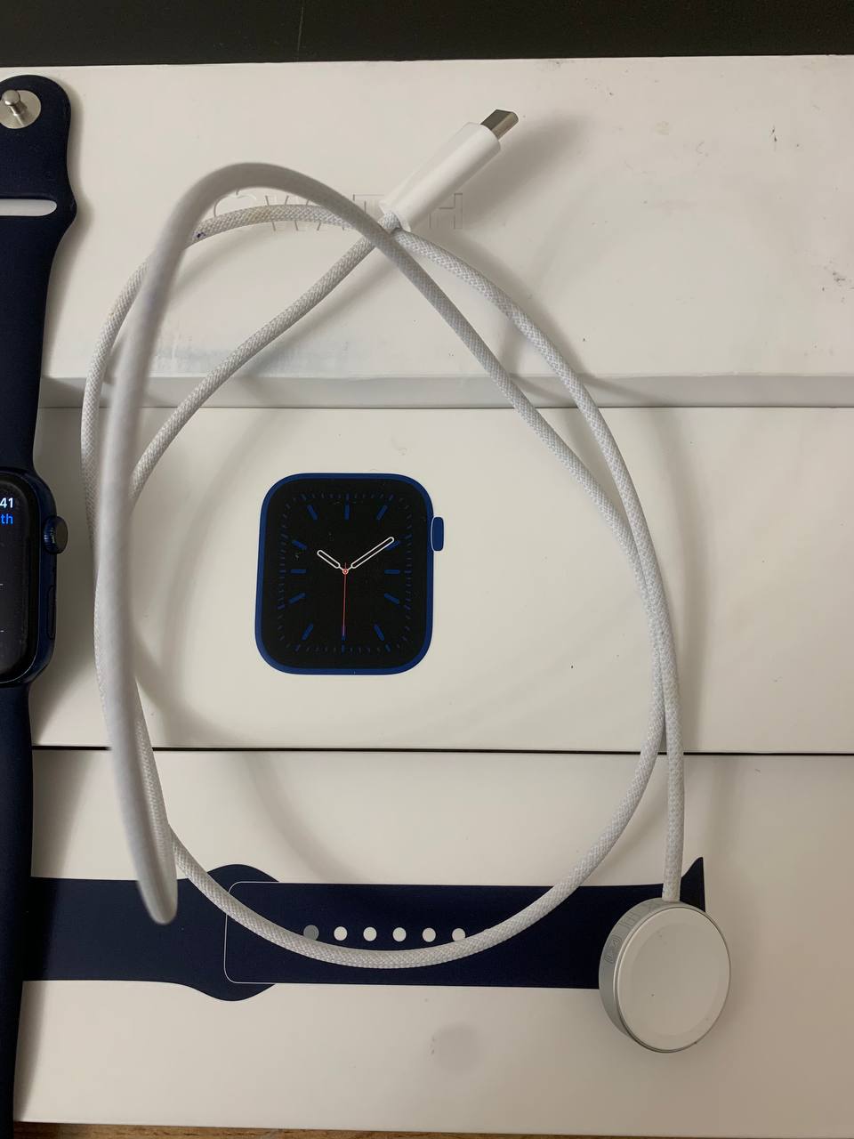 Apple Watch Series 6 — 44 мм, тёмно-синий, 84% аккумулятор, полный комплект — 5