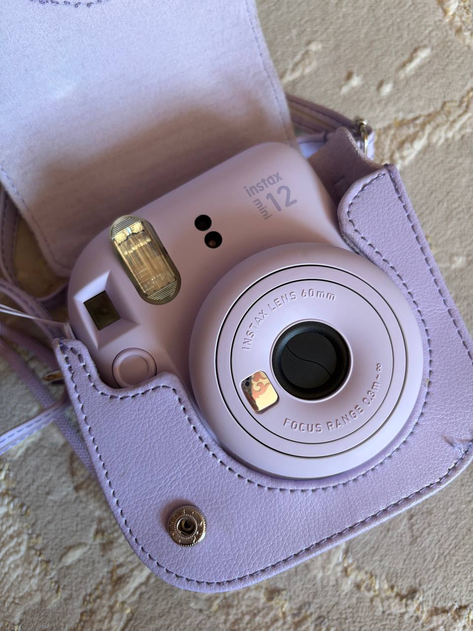 Instax mini 12 моментальная печать фиолетовая с чехлом